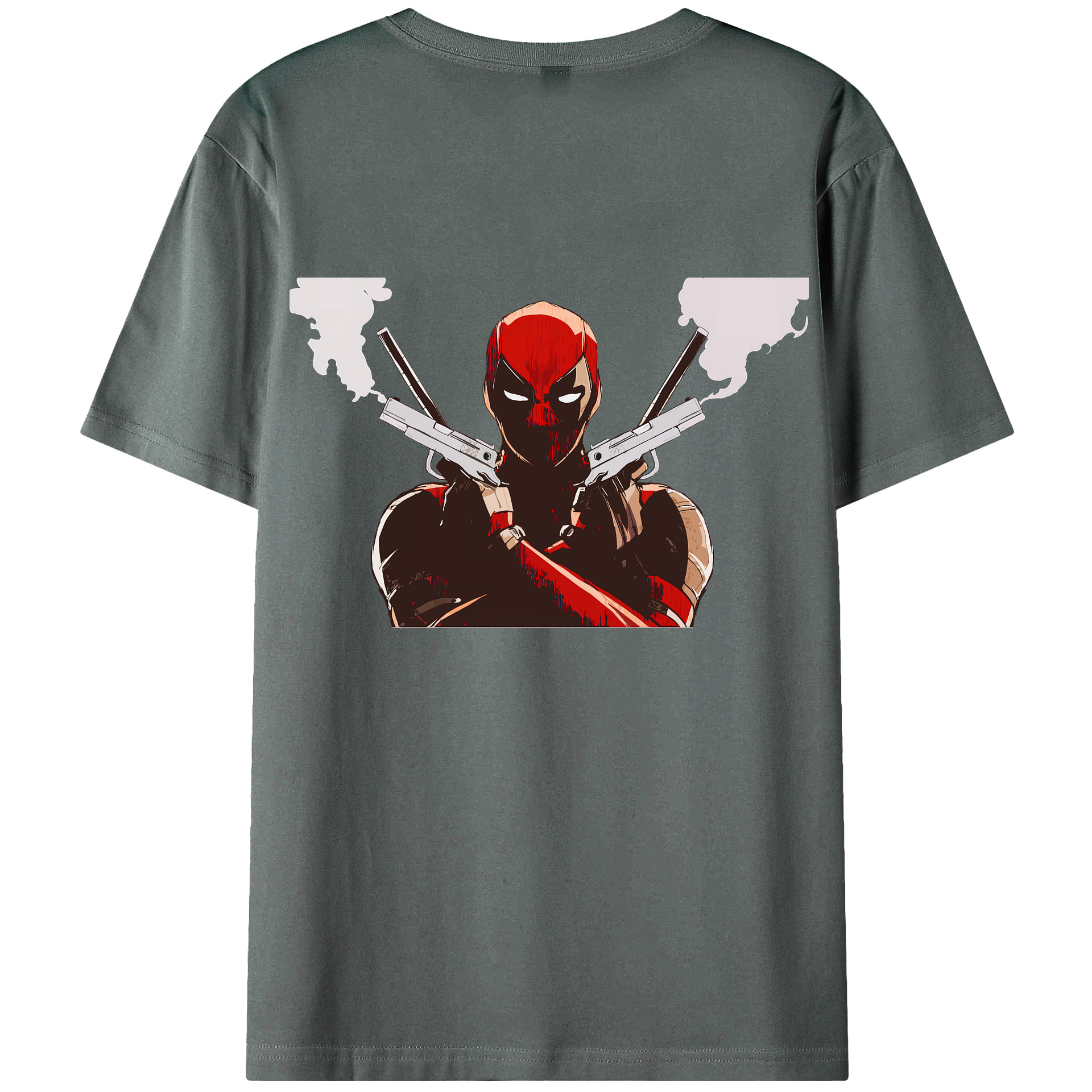 （画像用） Deadpool デッドプール 綿100％ メンズ半袖Tシャツ（バックプリント） 通気性